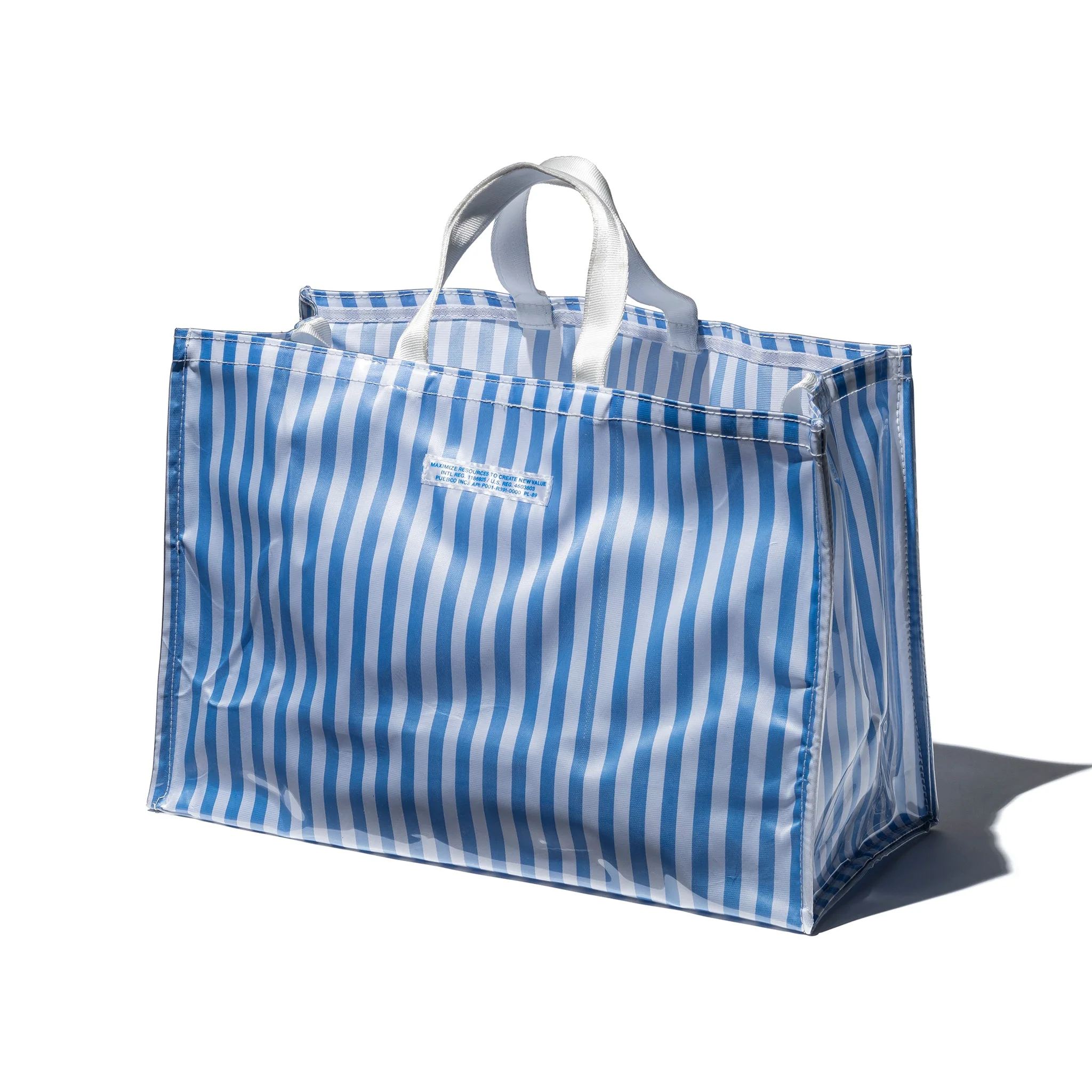 COVERED SCHOOL TIE FABRIC MARKET BAG / Light Blue x White - Image 2