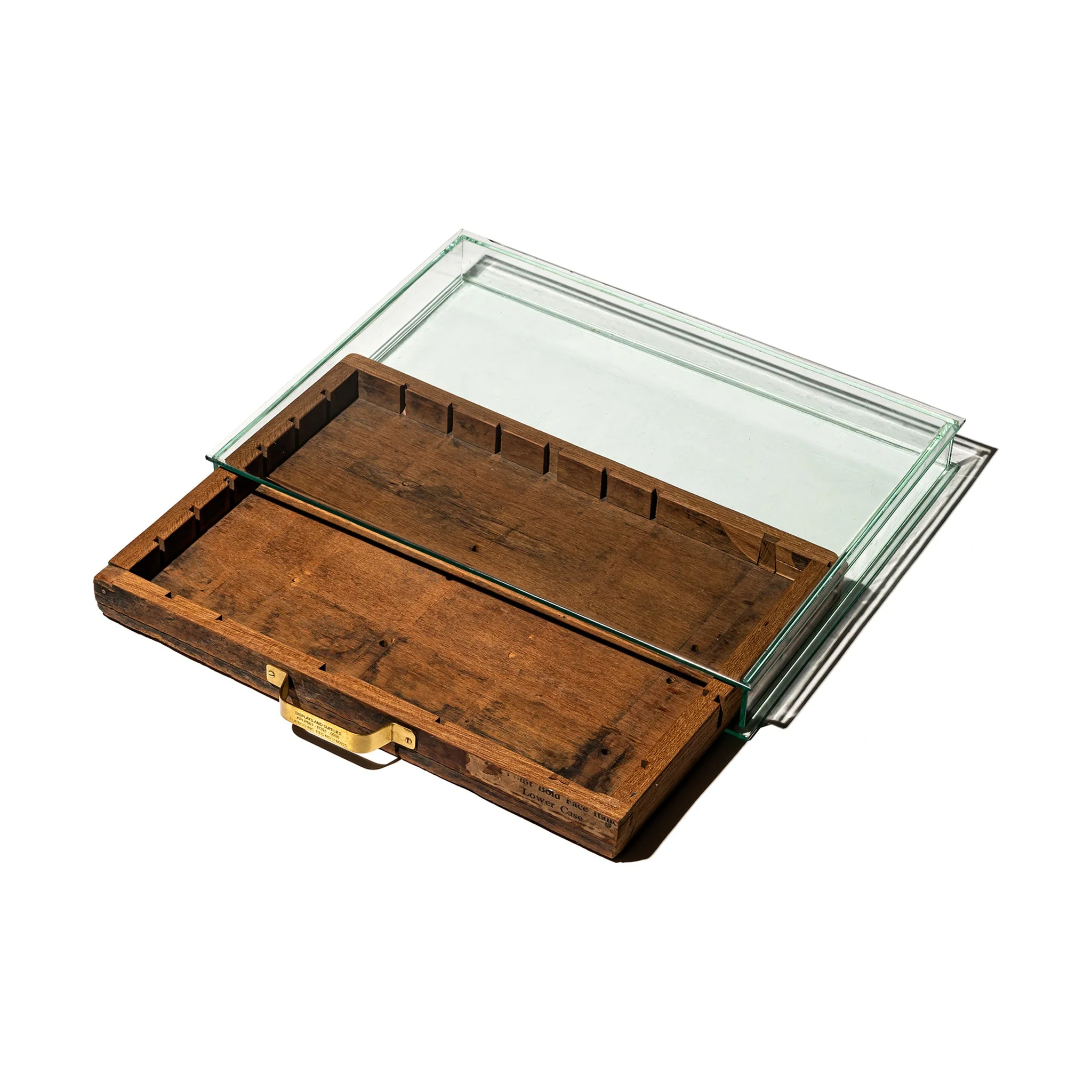 GLASS DISPLAY CASE WITH VINTAGE DRAWER - Image 4