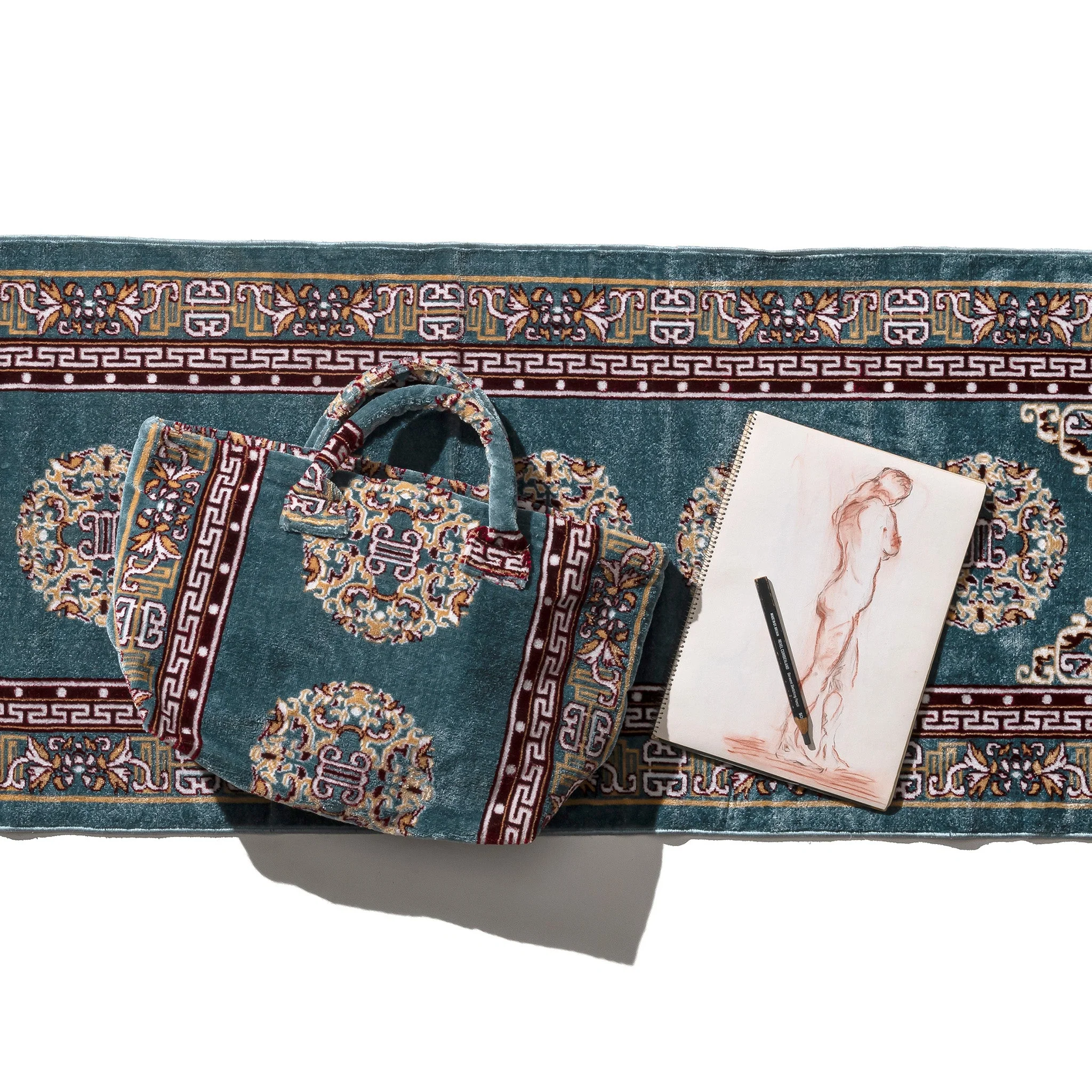 POLYESTER COTTON RUG FABRIC BAG BLUE - Image 5