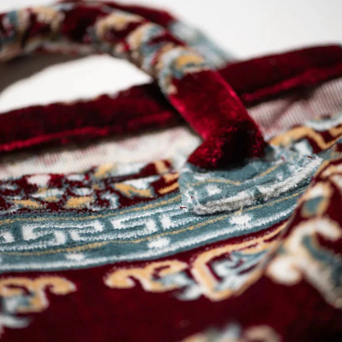 POLYESTER COTTON RUG FABRIC BAG BURGUNDY - Image 3