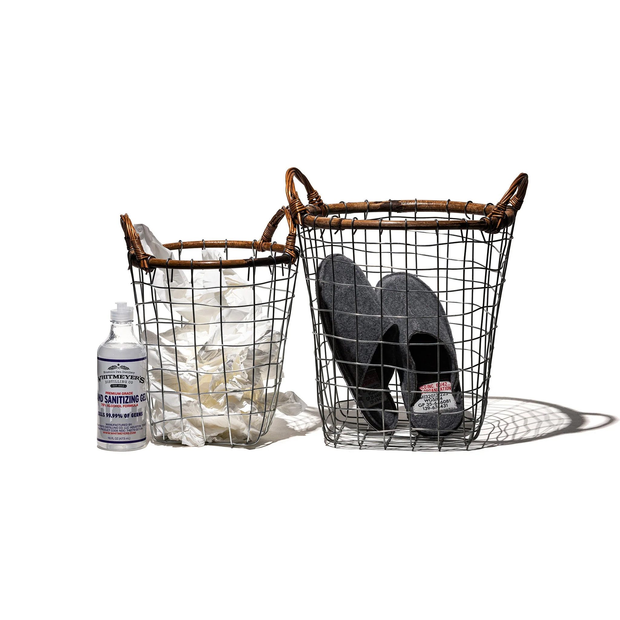 RATTAN TOP WIRE BASKET / Medium - Image 2