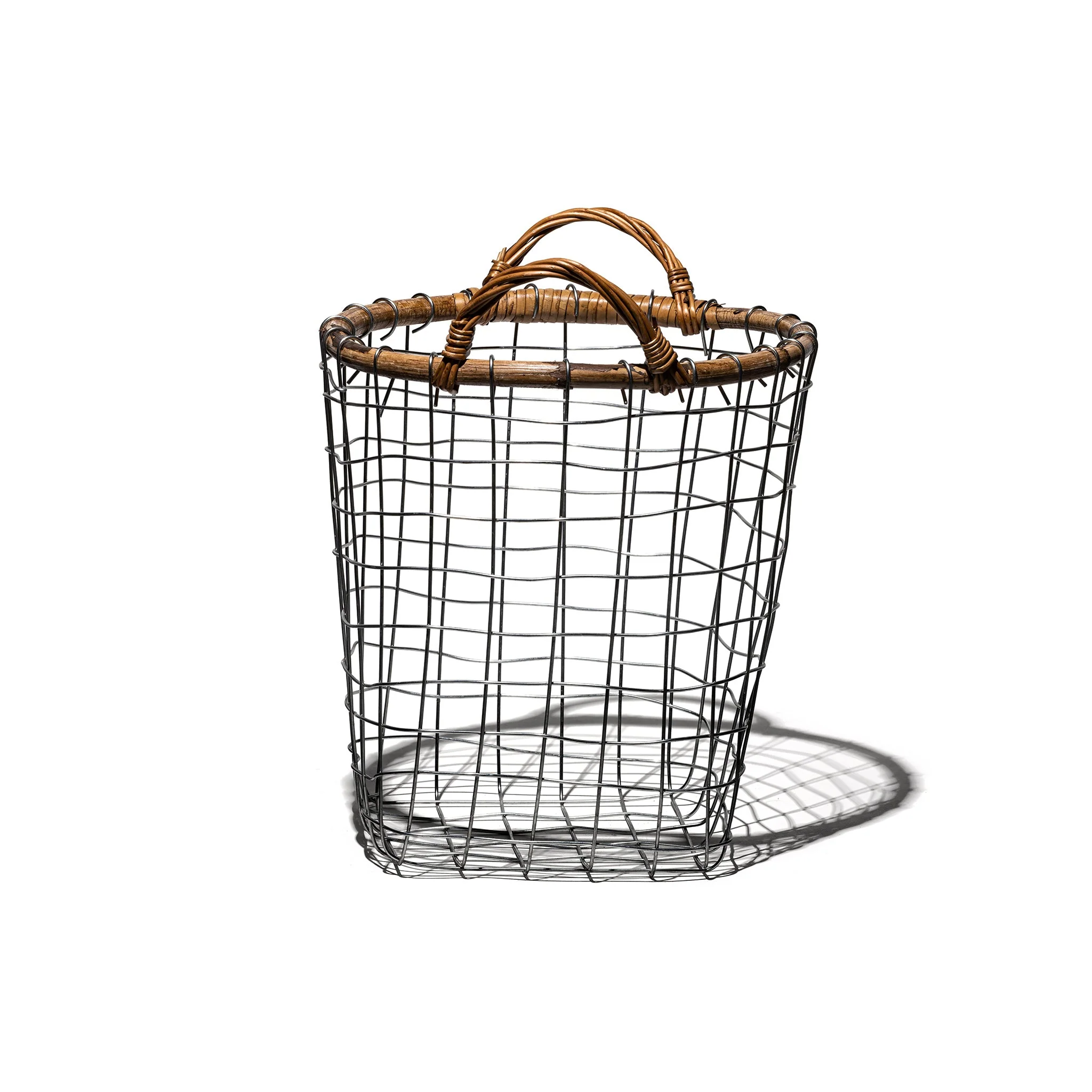 RATTAN TOP WIRE BASKET / Medium - Image 3