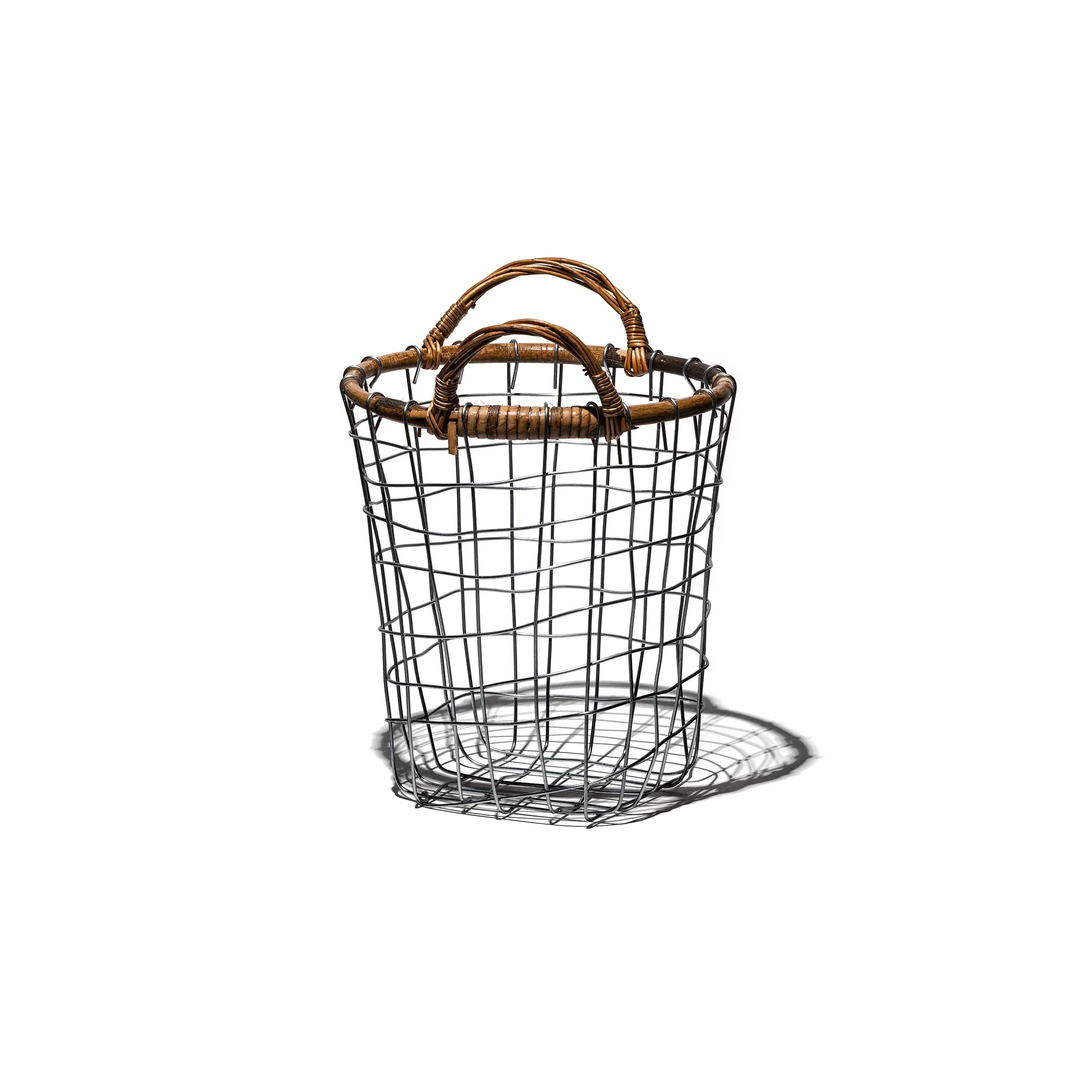 RATTAN TOP WIRE BASKET / Small - Image 3