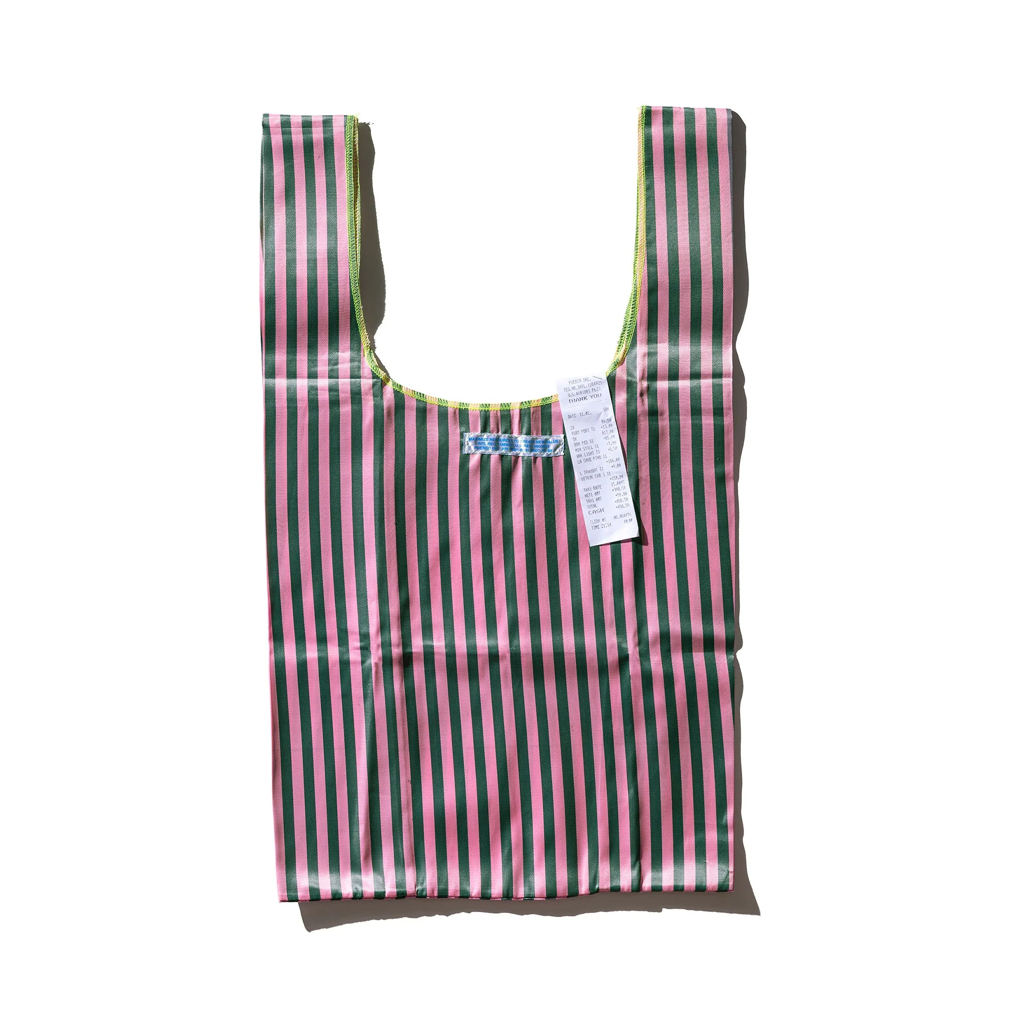 SCHOOL TIE FABRIC BAG / Dark Green x Pink - Image 3