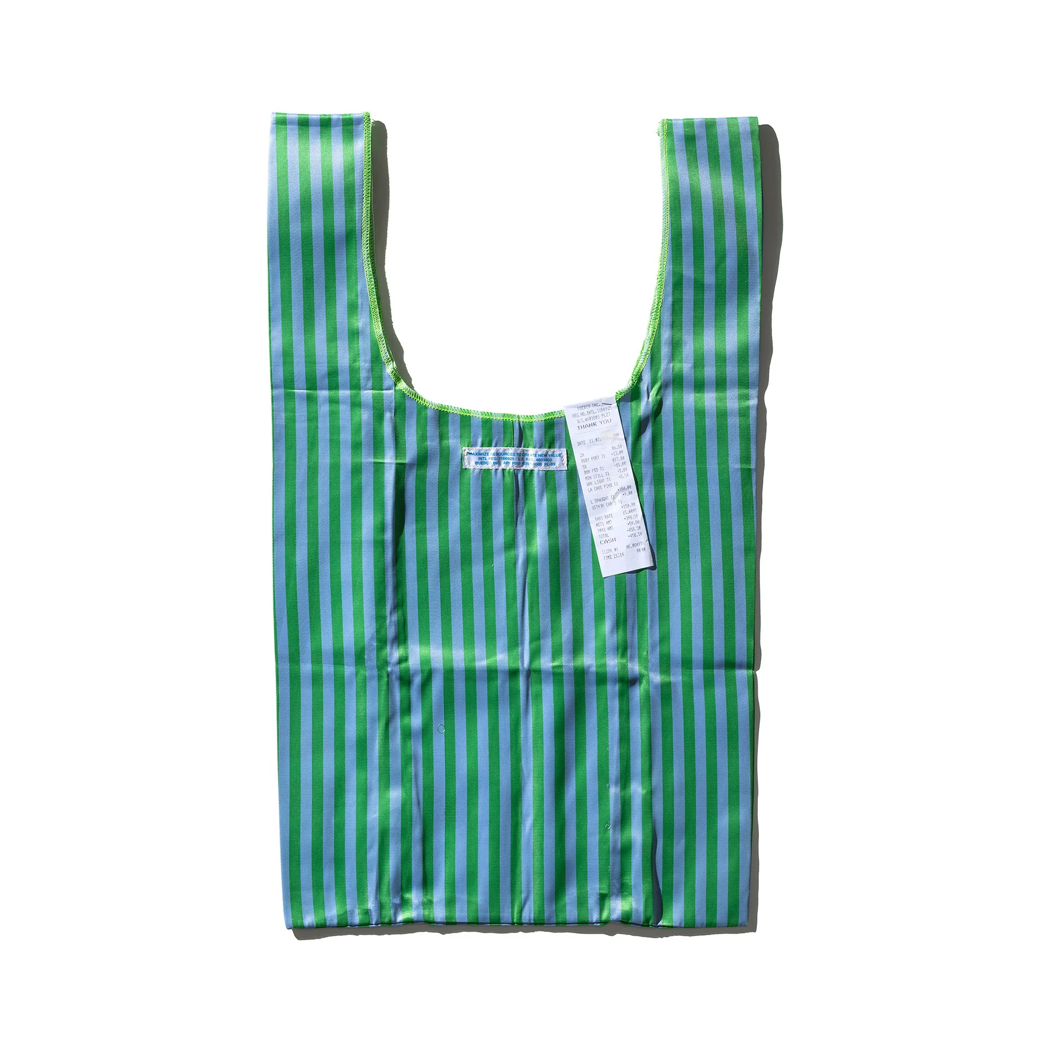 SCHOOL TIE FABRIC BAG / Green x Light Blue - Image 3