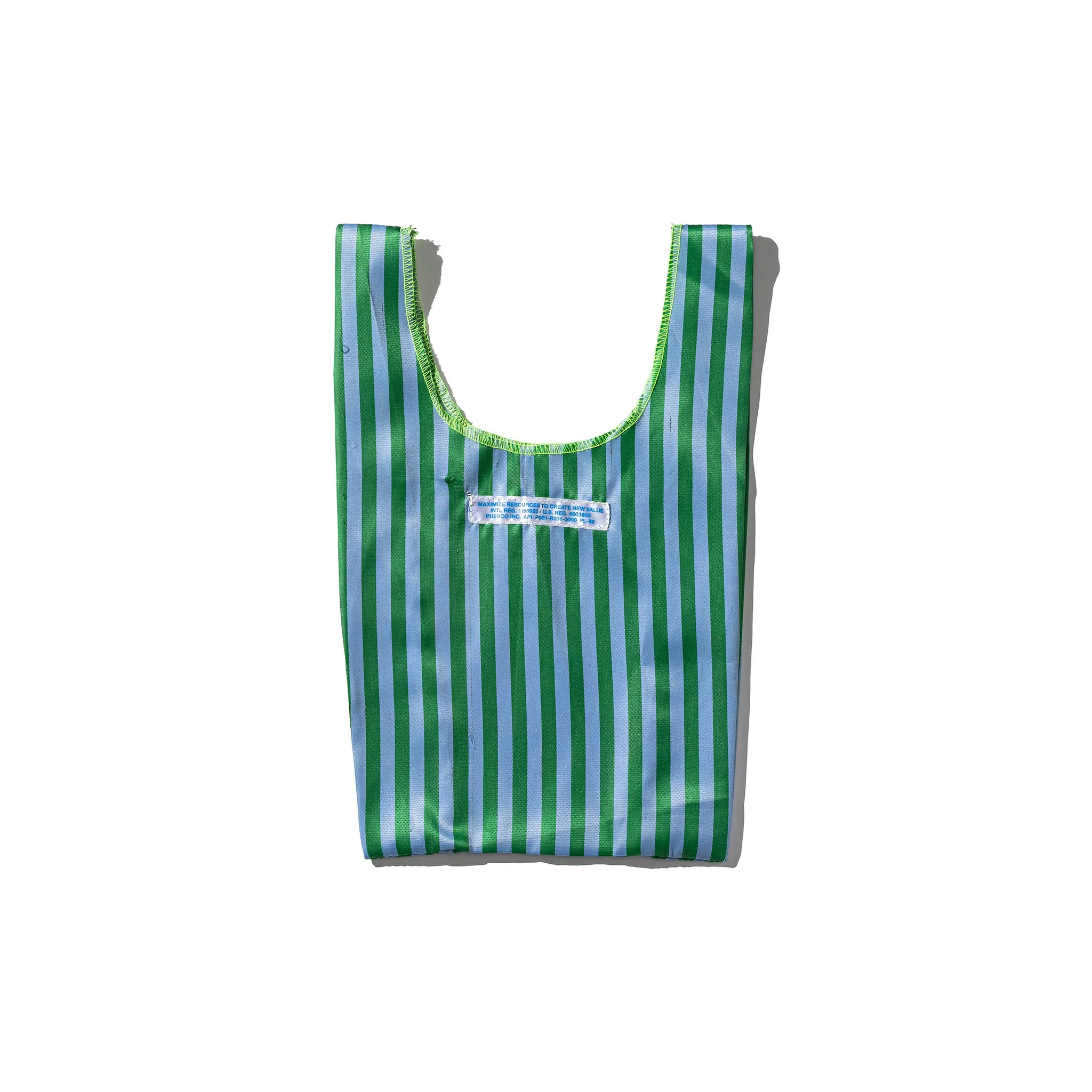 SCHOOL TIE FABRIC SMALL BAG / Green x Light Blue - Image 4