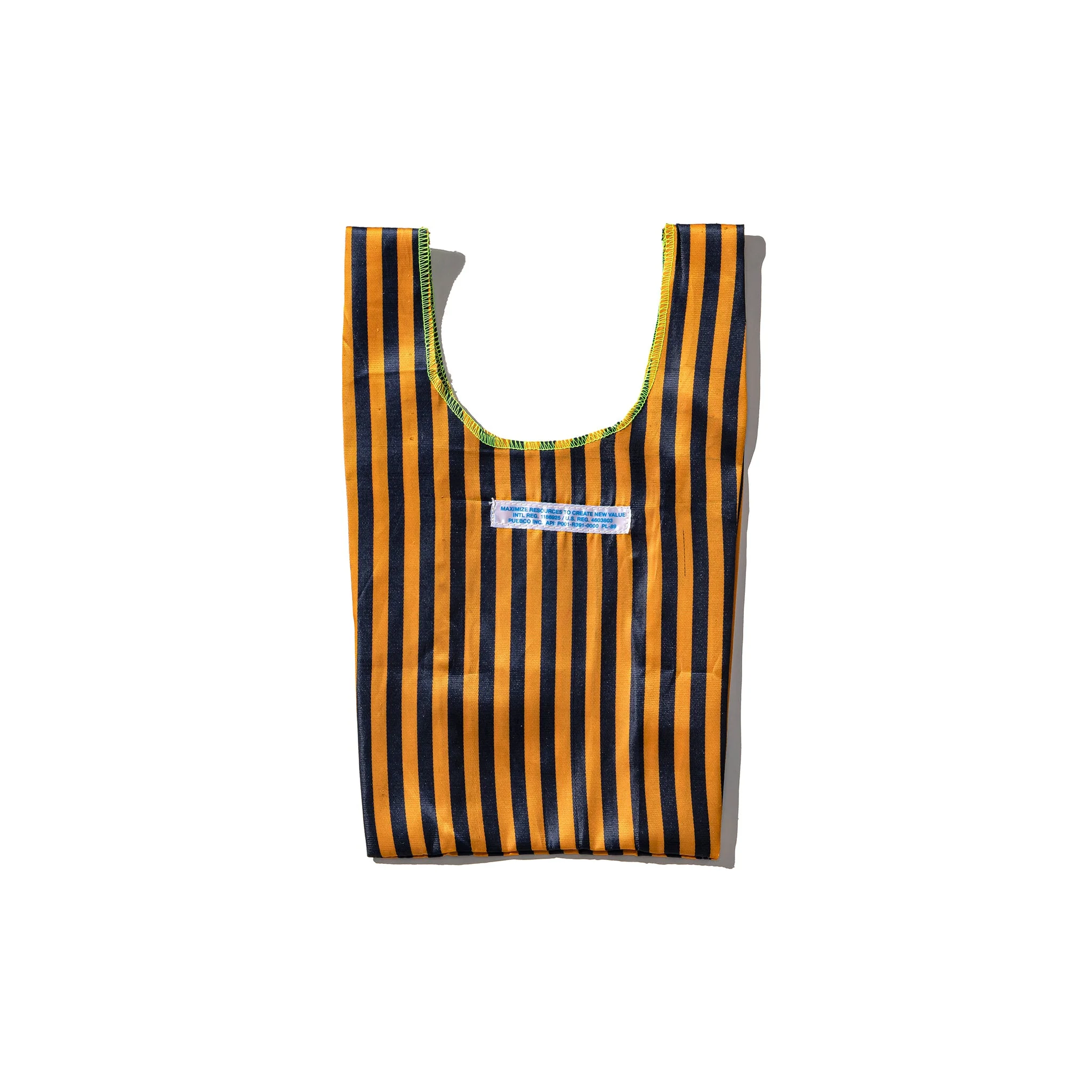 SCHOOL TIE FABRIC SMALL BAG / Navy Blue x Orange
