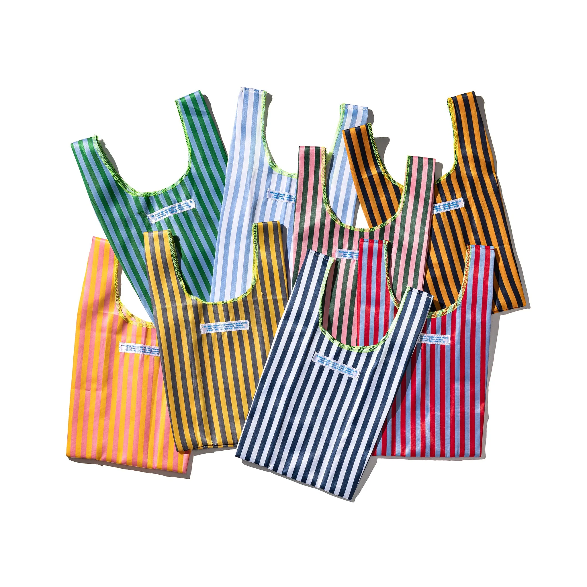 SCHOOL TIE FABRIC SMALL BAG / Red x Light Blue - Image 2
