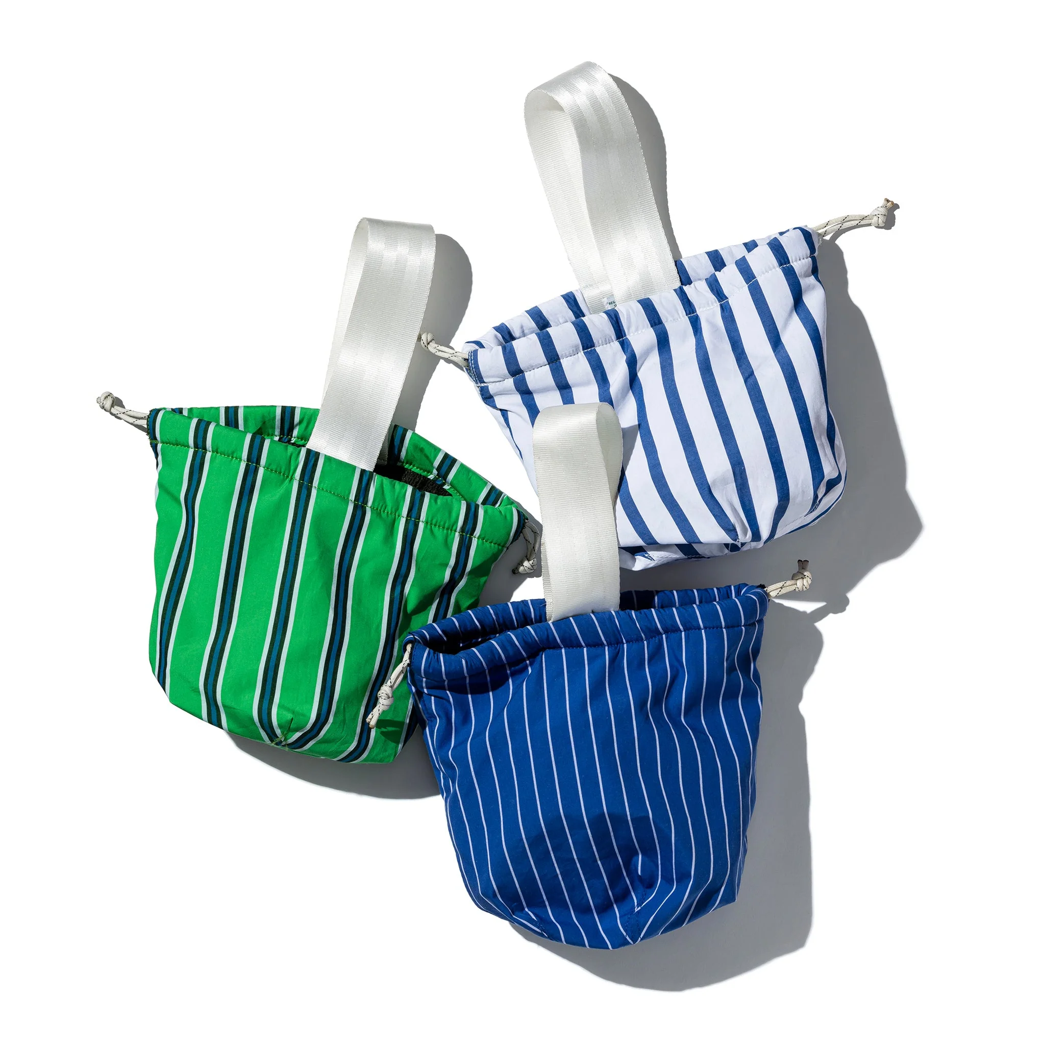 SHIRT FABRIC DRAWSTRING BAG / Blue Pencil Stripe - Image 3
