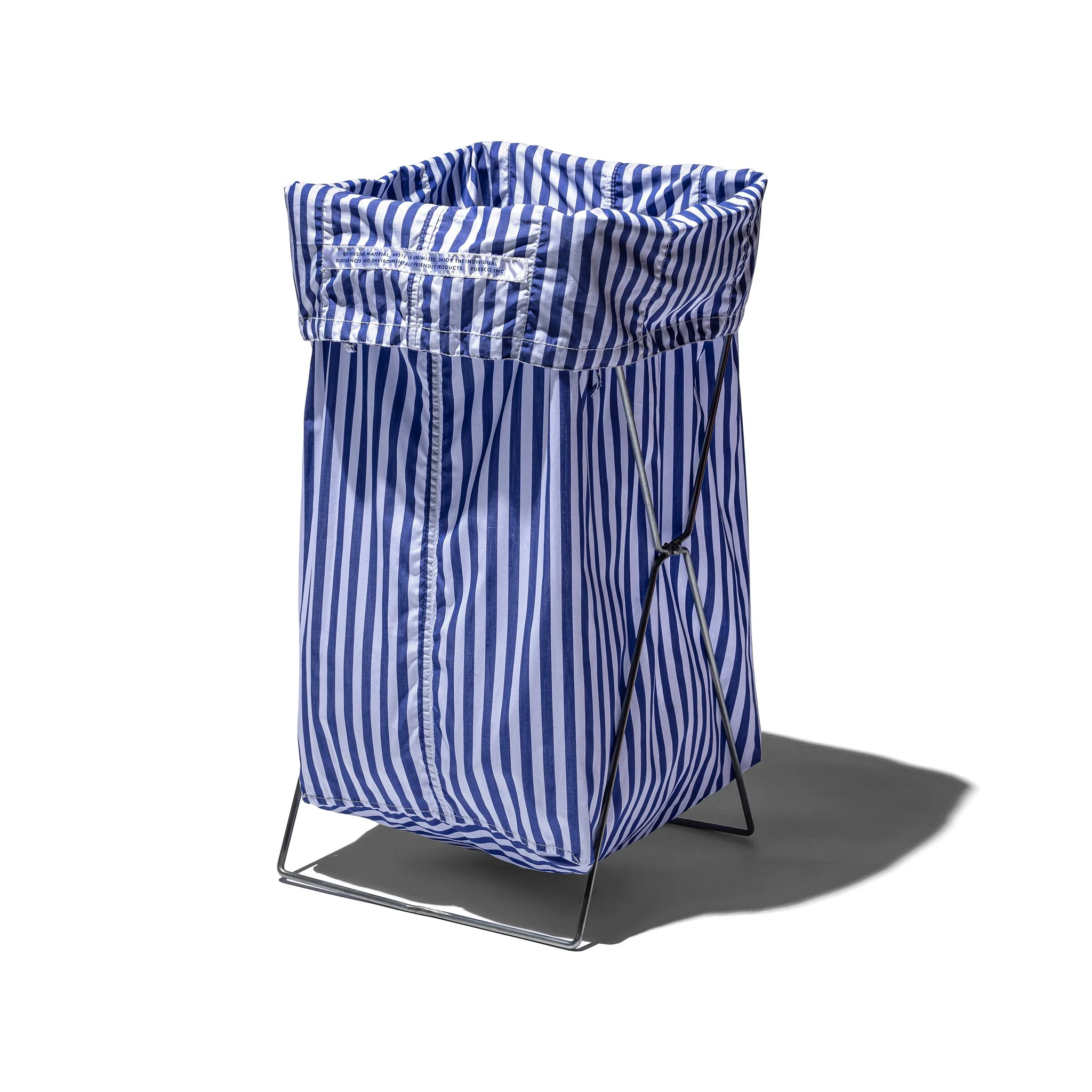SHIRT FABRIC FOLDING LAUNDRY BASKET / Blue Narrow Stripe - Image 4