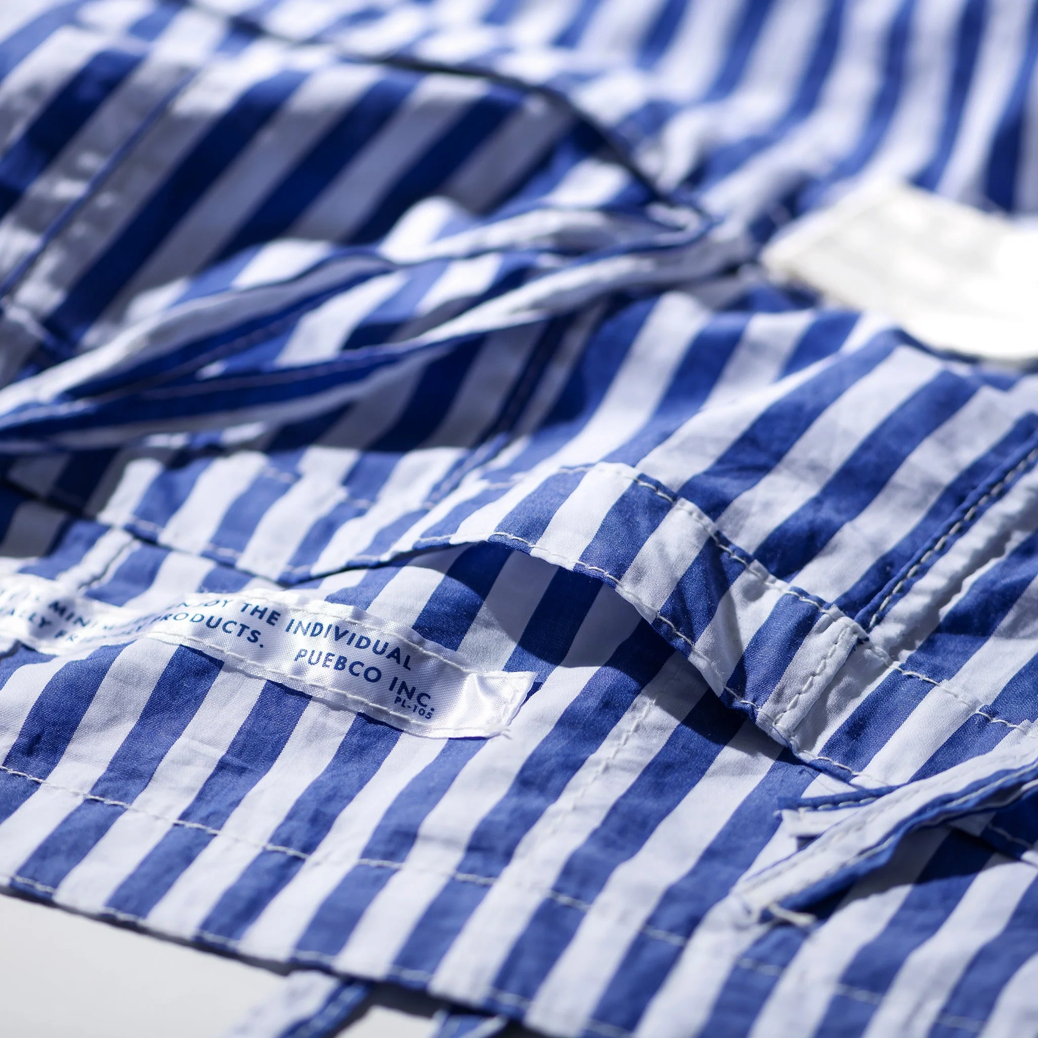 SHIRT FABRIC FOLDING LAUNDRY BASKET / Blue Narrow Stripe - Image 7