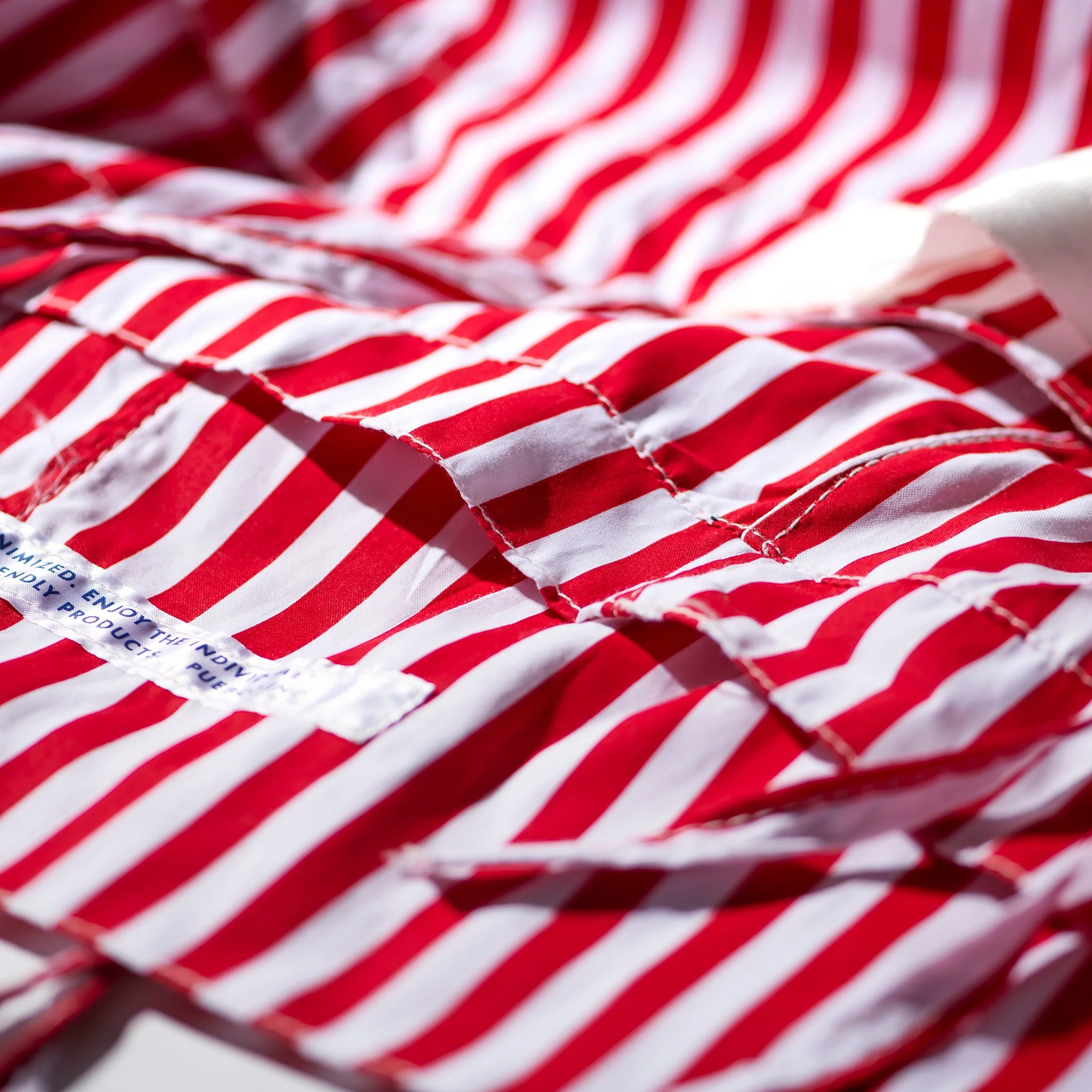 SHIRT FABRIC FOLDING LAUNDRY BASKET / Red Narrow Stripe - Image 7