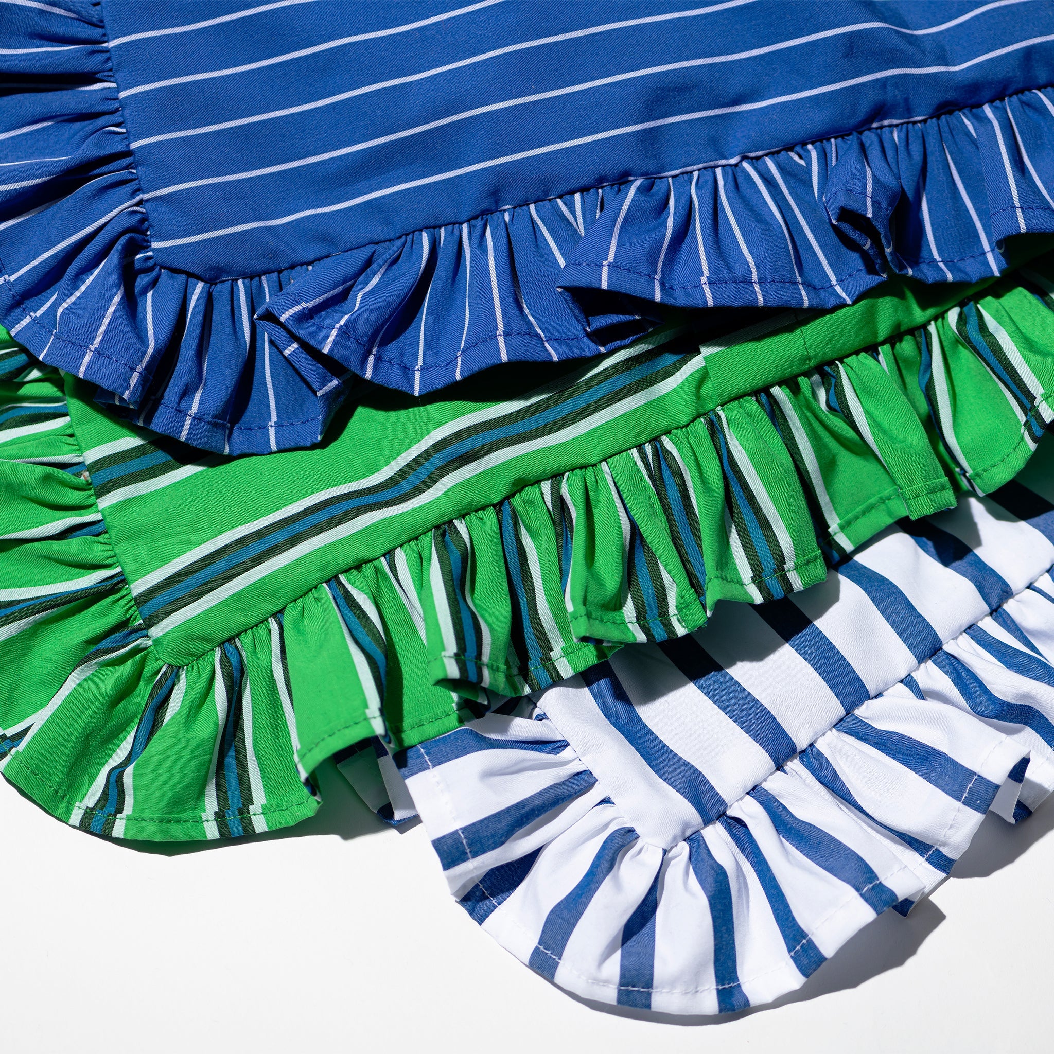 SHIRT FABRIC RUFFLE CUSHION COVER / White Stripe - Image 5