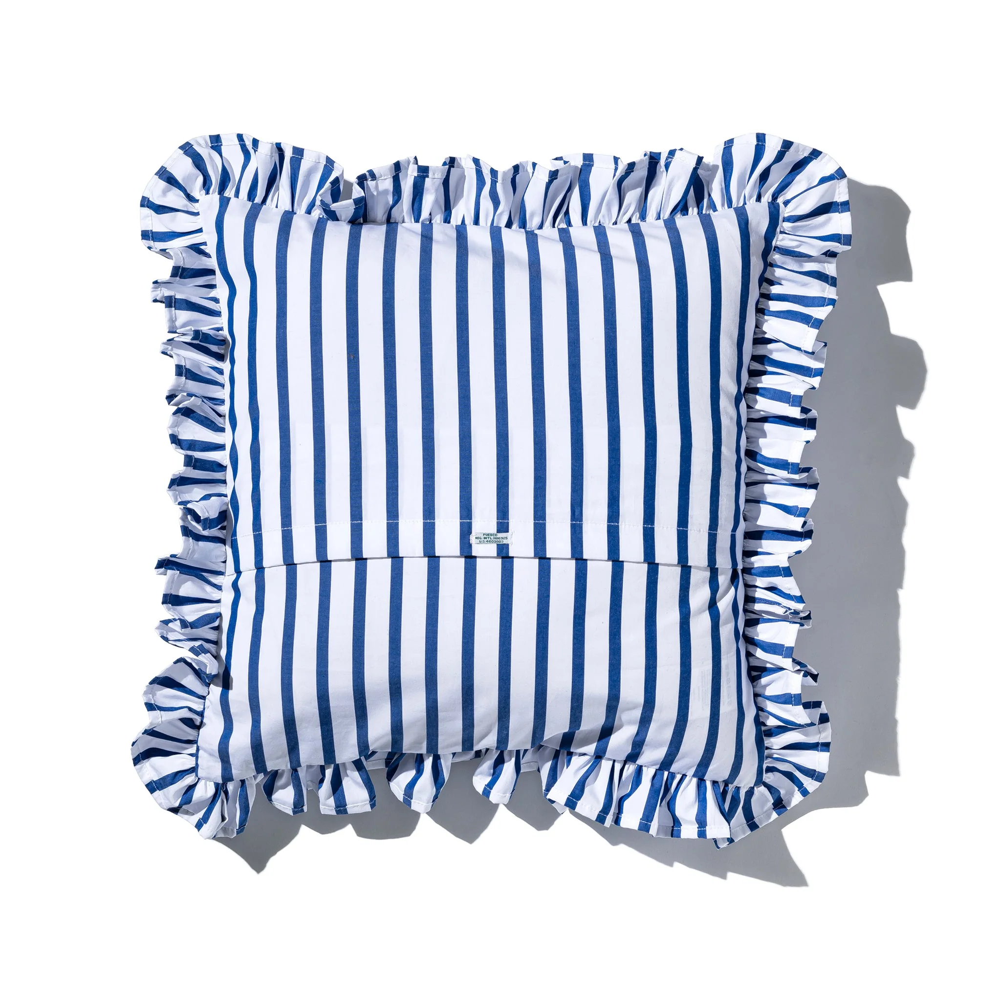 SHIRT FABRIC RUFFLE CUSHION COVER / White Stripe - Image 7
