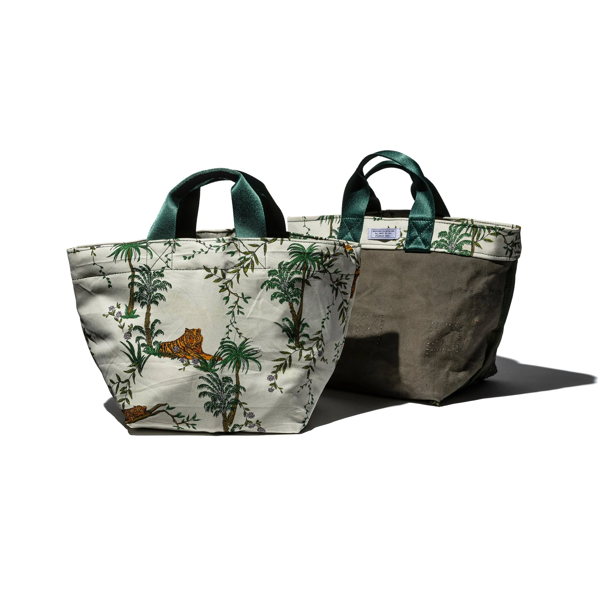 VINTAGE TENT FABRIC W/PRINTED PATTERN BAG / Jungle - Image 2