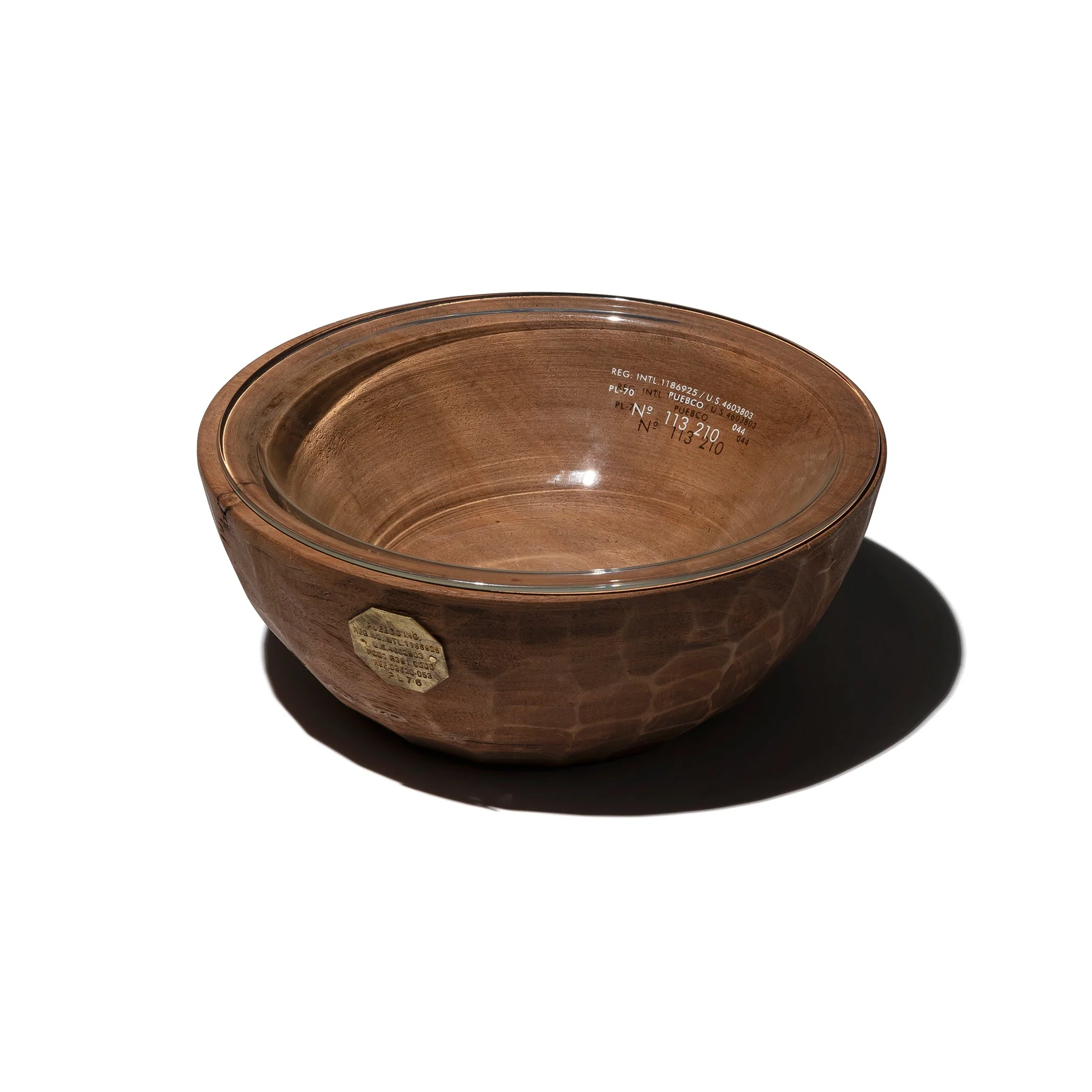 VINTAGE WOODEN BOWL WITH GLASS - Image 3