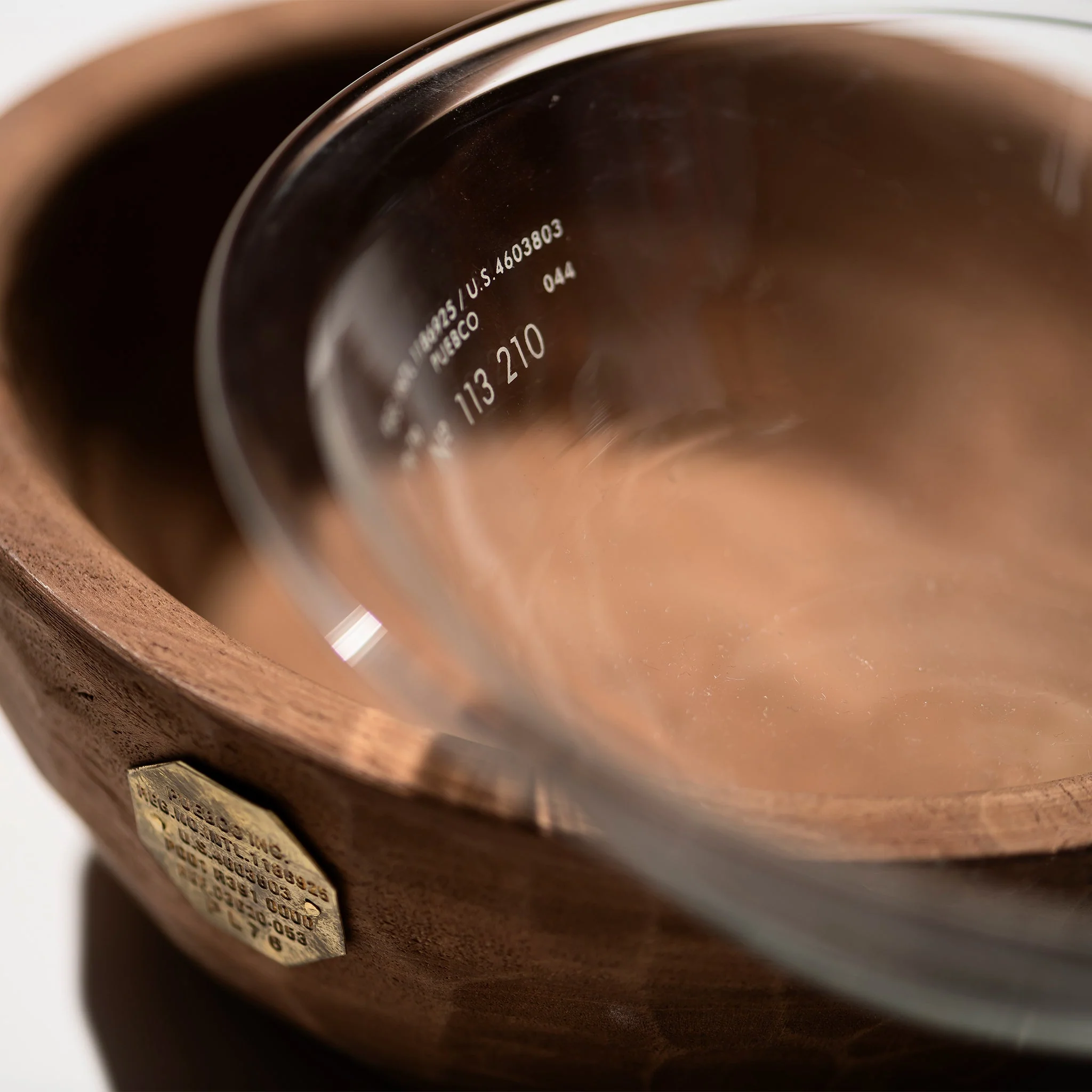 VINTAGE WOODEN BOWL WITH GLASS - Image 4