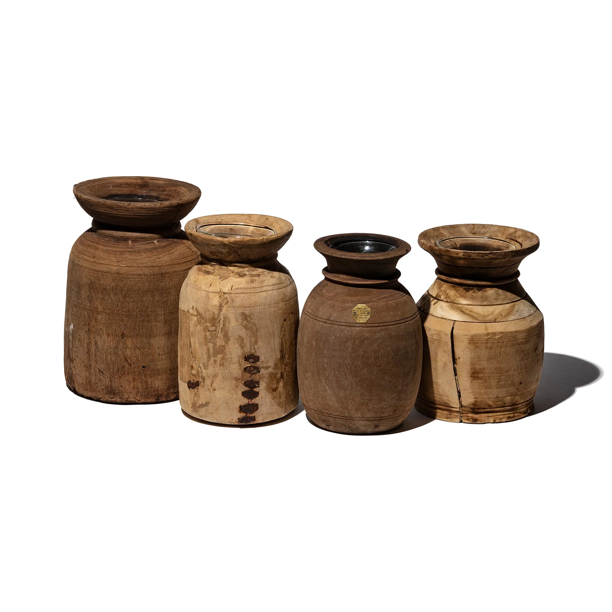 VINTAGE WOODEN POT W/GLASS CYLINDER - Image 5