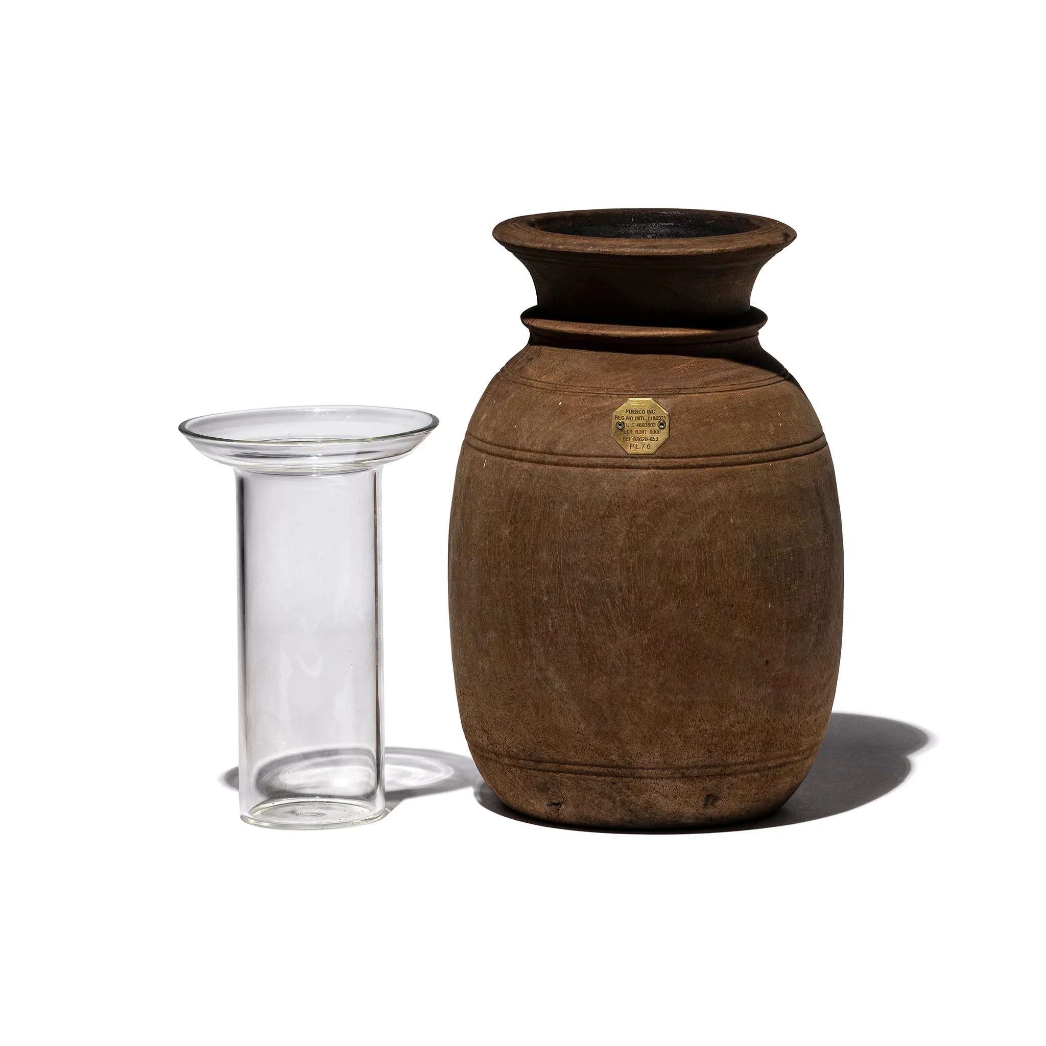 VINTAGE WOODEN POT W/GLASS CYLINDER - Image 6
